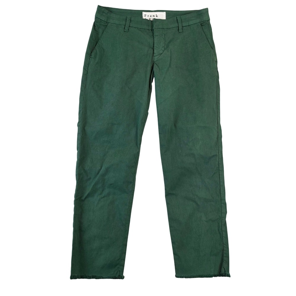 Frank & Eileen Wicklow Italian Cotton Chino Pants Green Womens 4 USA Made